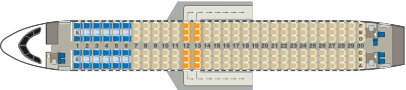 Darstellung der Sitzplätze im Flugzeug