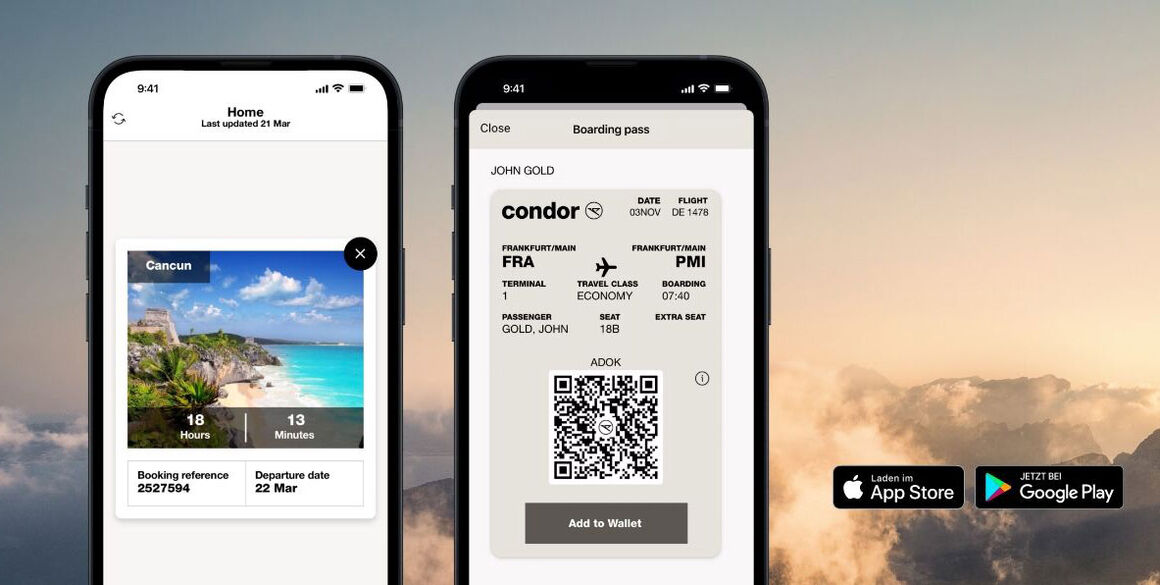 Screenshot der Condor App