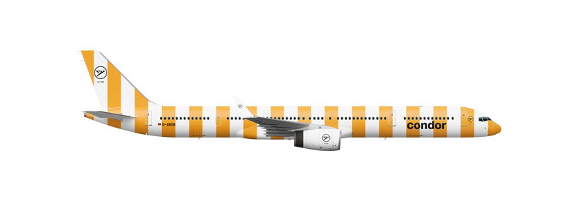 Gelb-weiß gestreifter A330neo