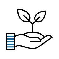 Illustration Hand mit einer kleinen Pflanze