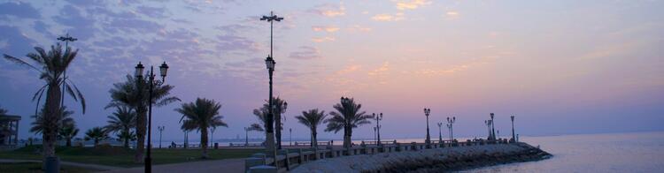 Dammam Pier bei Sonnenuntergang