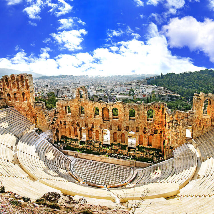 Antikes Theater in Akropolis Agora, Griechenland