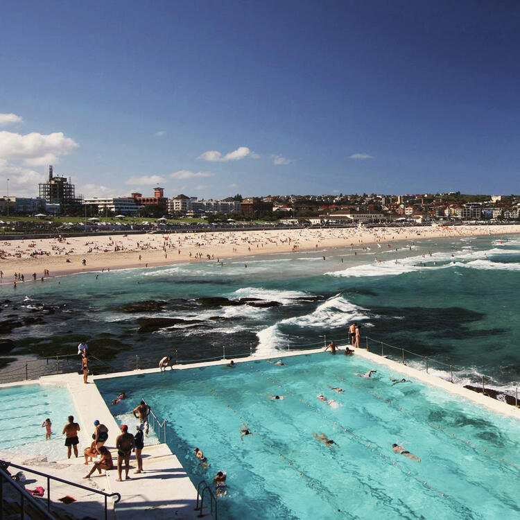 Bondi Beach bei Sydney Blick auf Bondi Beach in Sydney