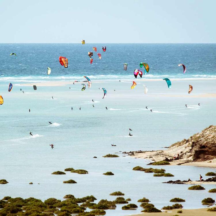 Kitesurfen auf Fuerteventura, Kanarische Inseln, Spanien