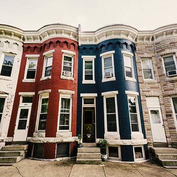 Typische Fassaden von Baltimore-Washington