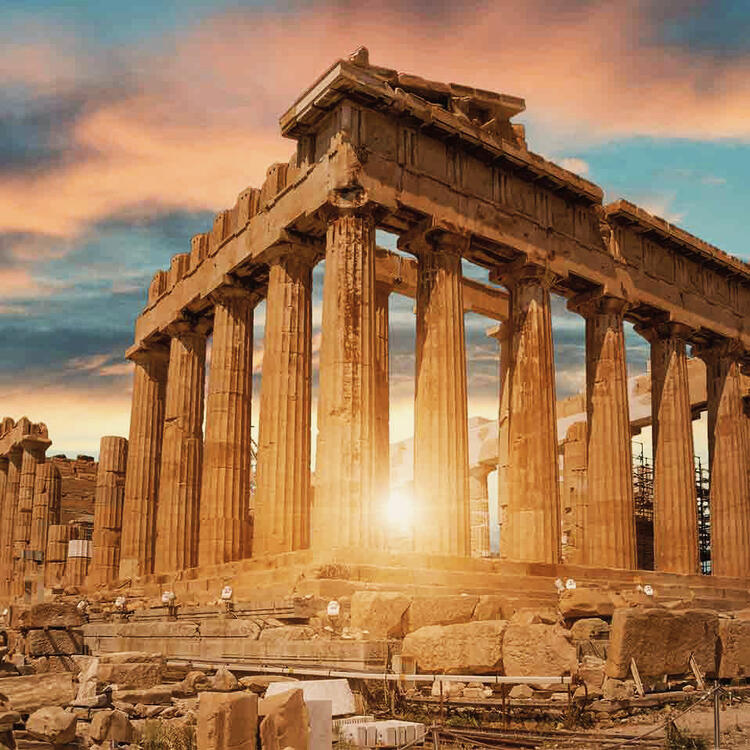 Sonnenuntergang am Parthenon in Athen, Griechenland Sonnenuntergang am Parthenon in Athen, Griechenland
