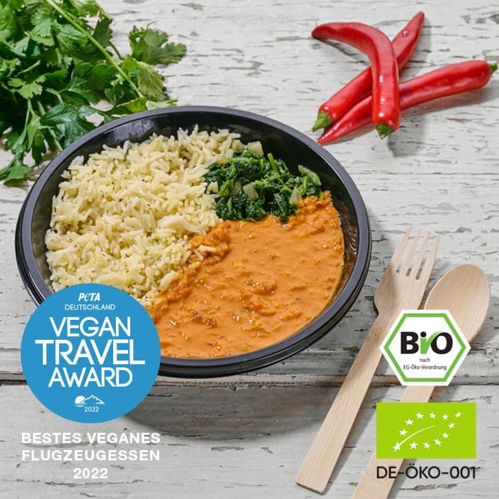 Linsen-Dal mit indischem Biryanireis