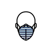 Icon in blau weiß Gesicht mit Schutzmaske