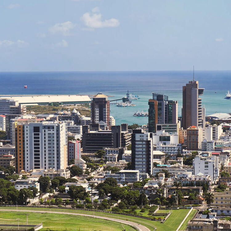 Blick auf Port Louis, die Hauptstadt von Mauritius