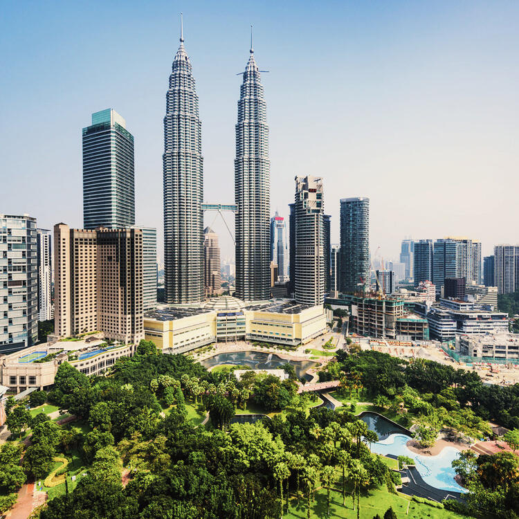 Blick auf die Petronas Towers von Kuala Lumpur