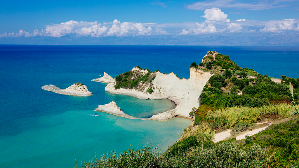 Blick auf Kap Drastis in Korfu, Griechenland Guide