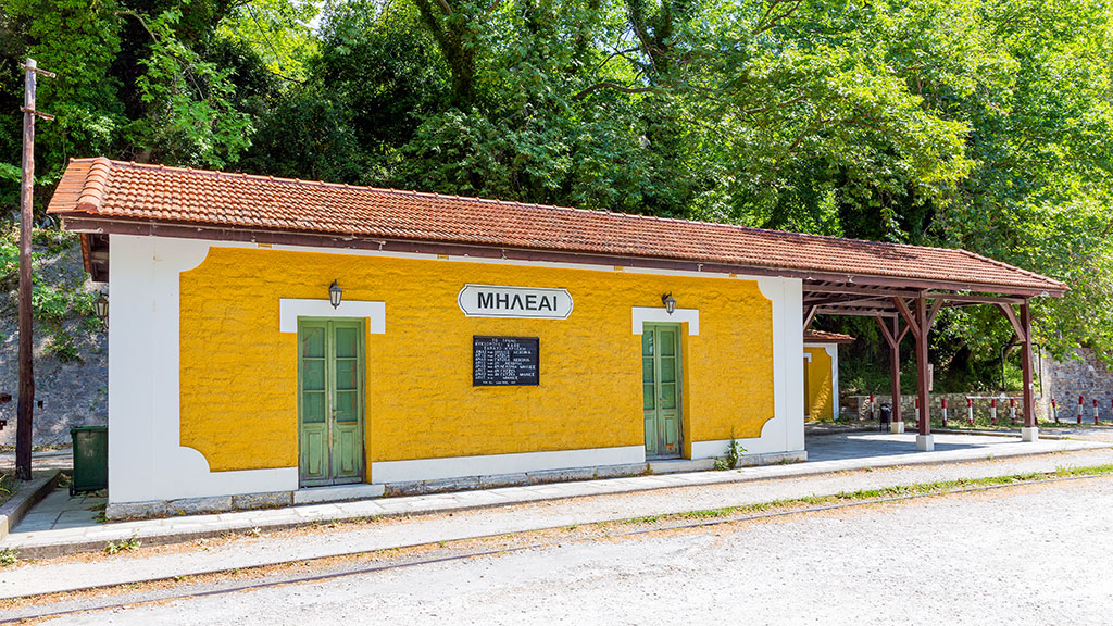 Kleines, altes Bahnhofsgebäude in Milies, Pilion