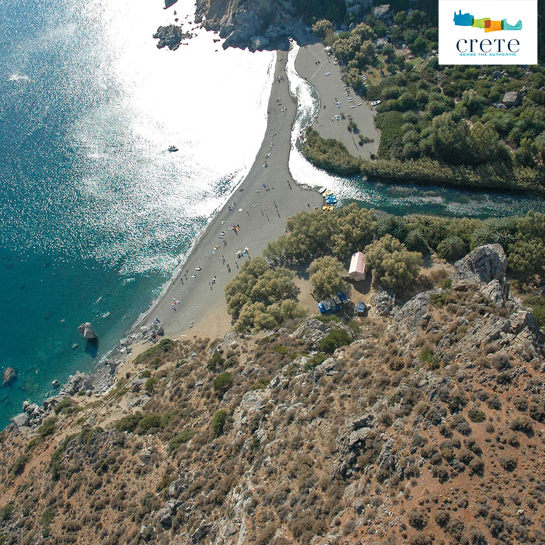 Luftaufnahme Preveli Strand mit Fluss Mega Potamos