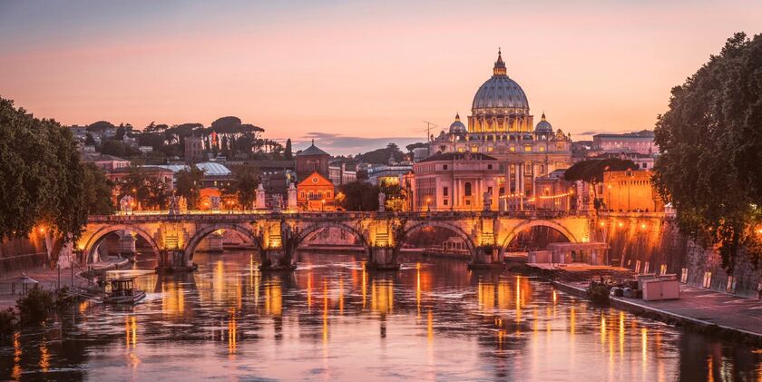 Rom im Mai - Rom Petersdom mit Tiber Rom Petersdom mit Tiber