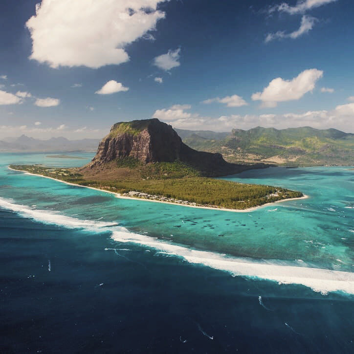 Luftaufnahme von der Insel Mauritius