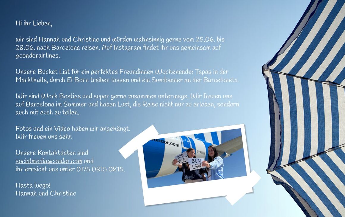 Bewerbungsanschreiben für den Pitch als Beispiel
