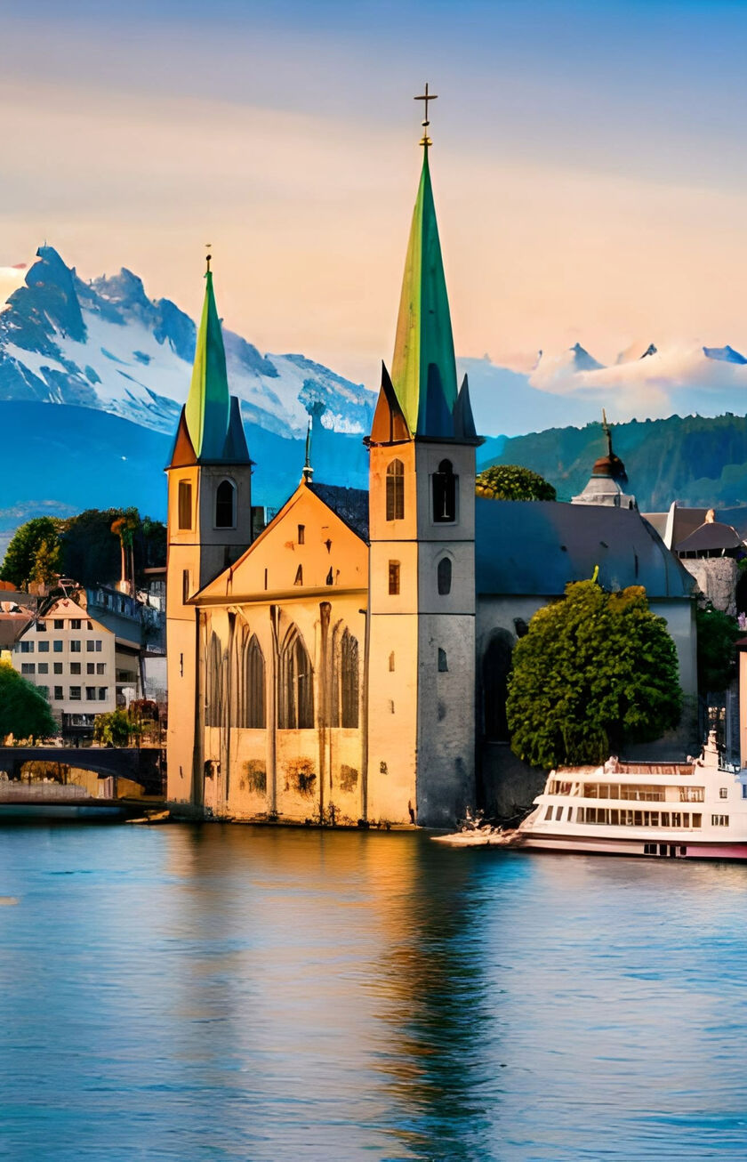 Zürich Altstadt mit einem See