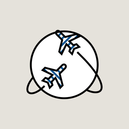 Icon Flugzeuge über Globus