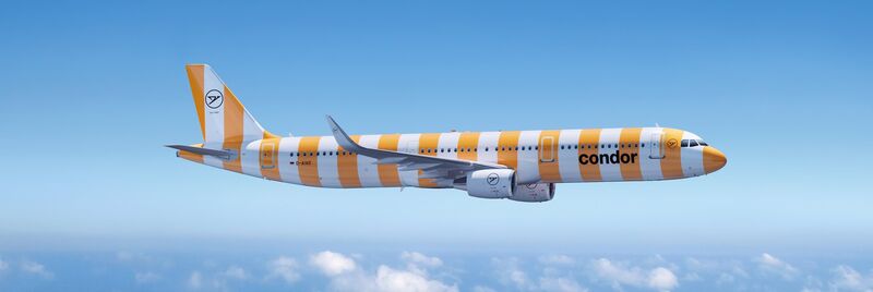 A321-200 in der Farbe Sunshine über den Wolken