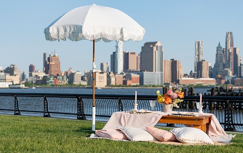 Heiraten in New York Picknick mit Sicht auf die Skyline