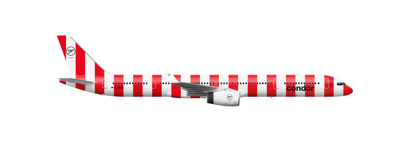 Rot-weiß gestreifter A330neo
