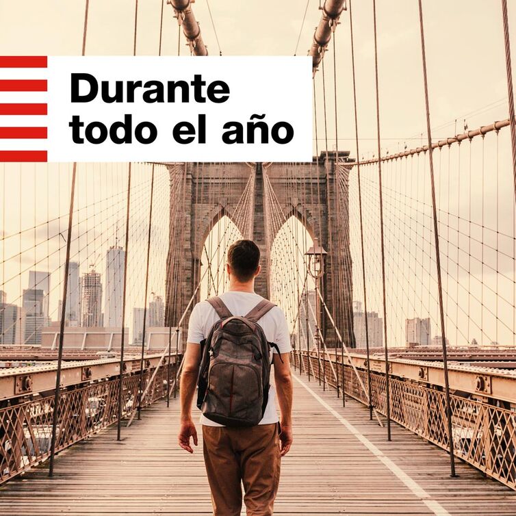 Hombre sobre el puente de Brooklyn