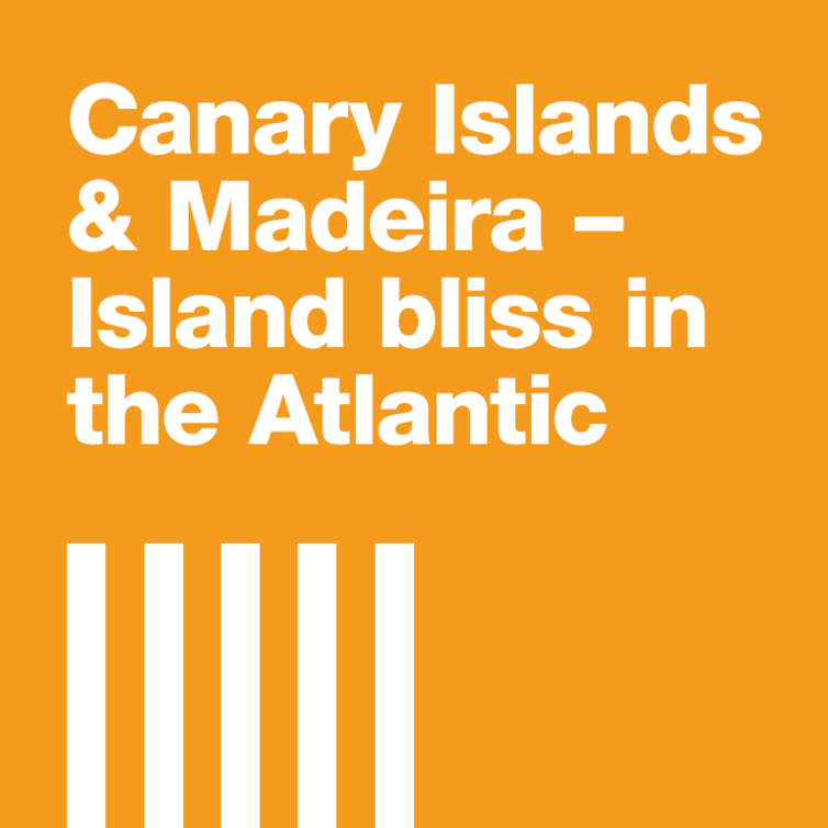 Striped week. Spain. Canary Islands. Madeira. Orange Tile wirth Text