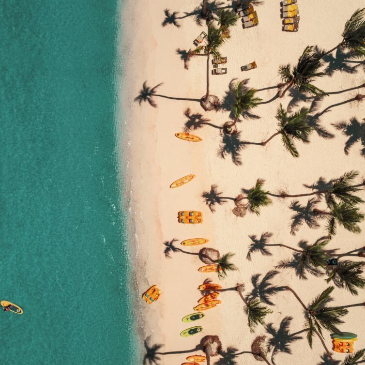 Ariel view of a beach in Punta Cana 