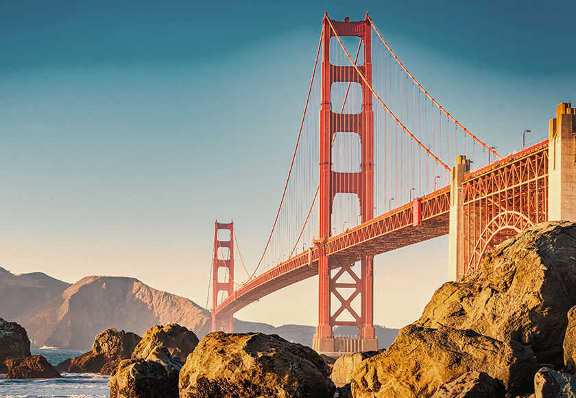 The Golden Gate Bridge, the landmark of San Francisco