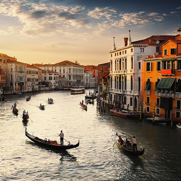 The Canal Grande in Venice at sunset