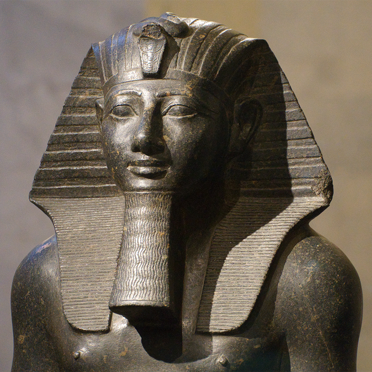 Head of a statue of Queen Hatshepsut or King Thutmose III, Egyptian Museum 