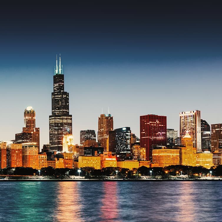 Flights to Chicago Skyline from Chicago