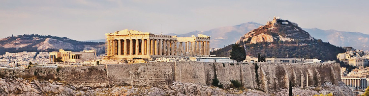 Panorama von Athen mit Akropolis Hügel in Griechenland.