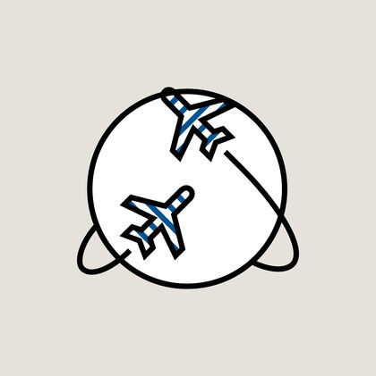 Icon plane over globe