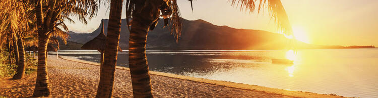 Beach on Mauritius during sunset