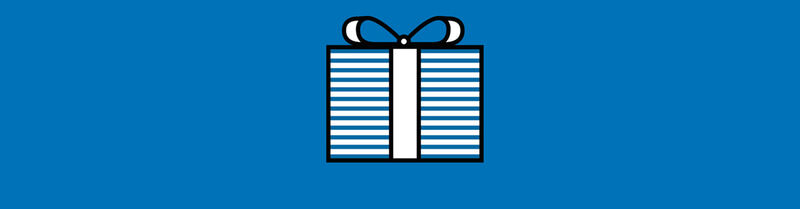 Blue background with a package in the middle