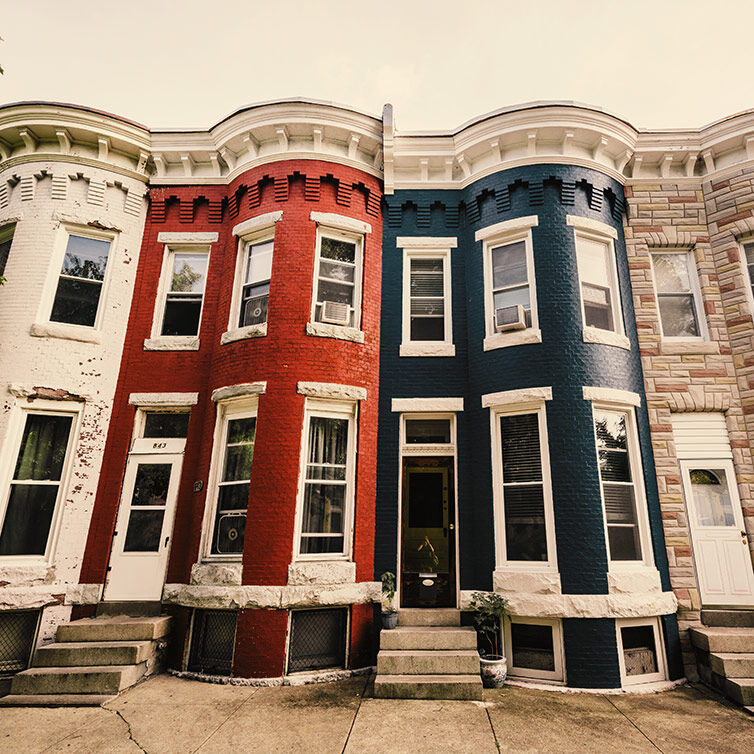 Typical facades of Baltimore-Washington