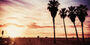 Skyline di Los Angeles al tramonto