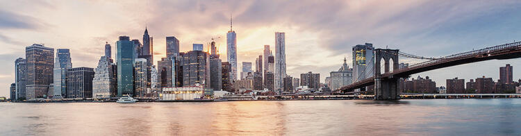 Panoramaaussicht - Brooklyn Bridge, New York City, USA.