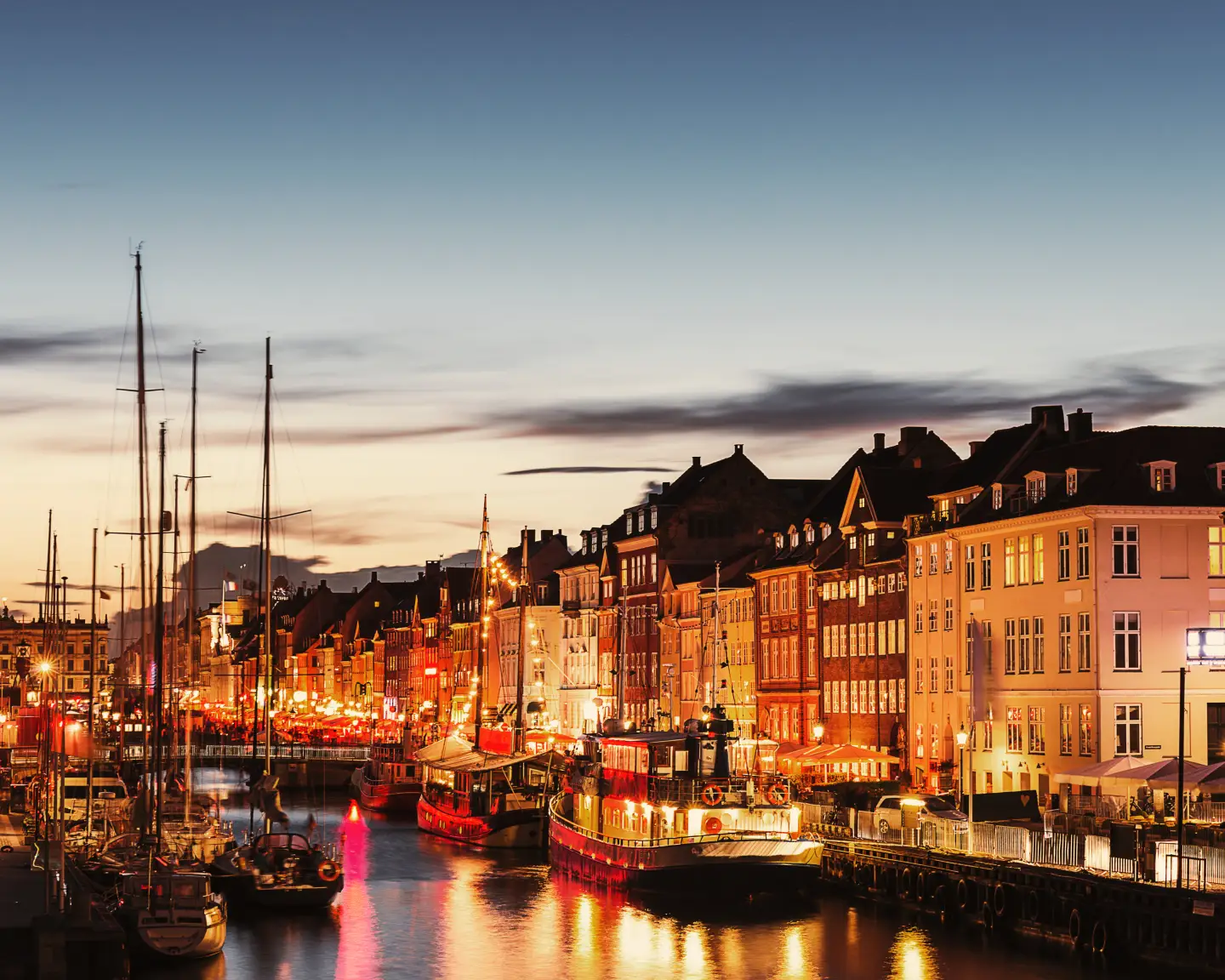 Vue sur Copenhague au coucher de soleil 