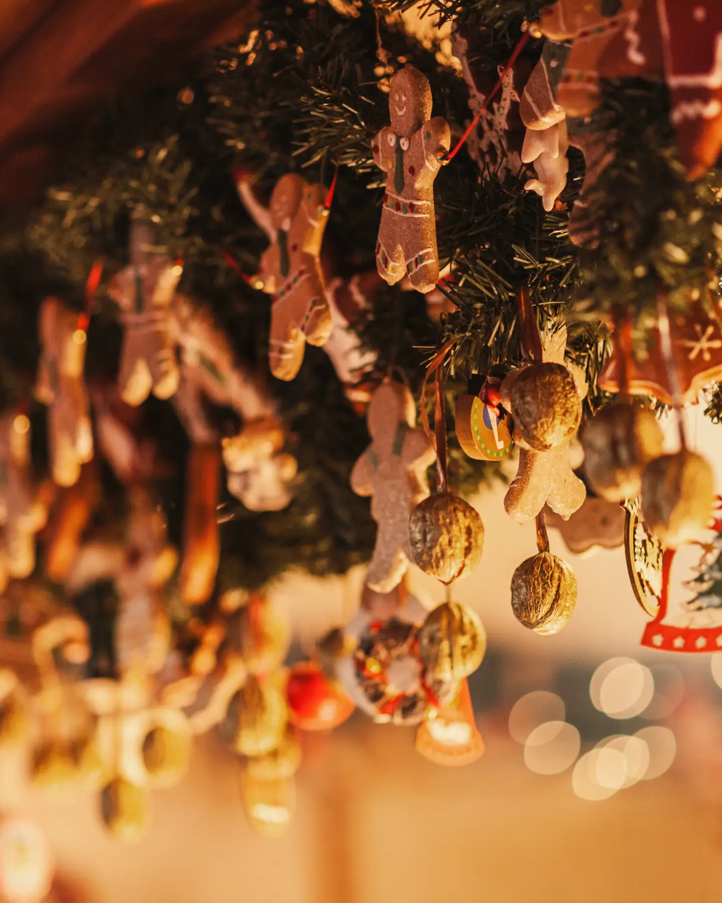A Christmas market stall with winter decorations in Berlin