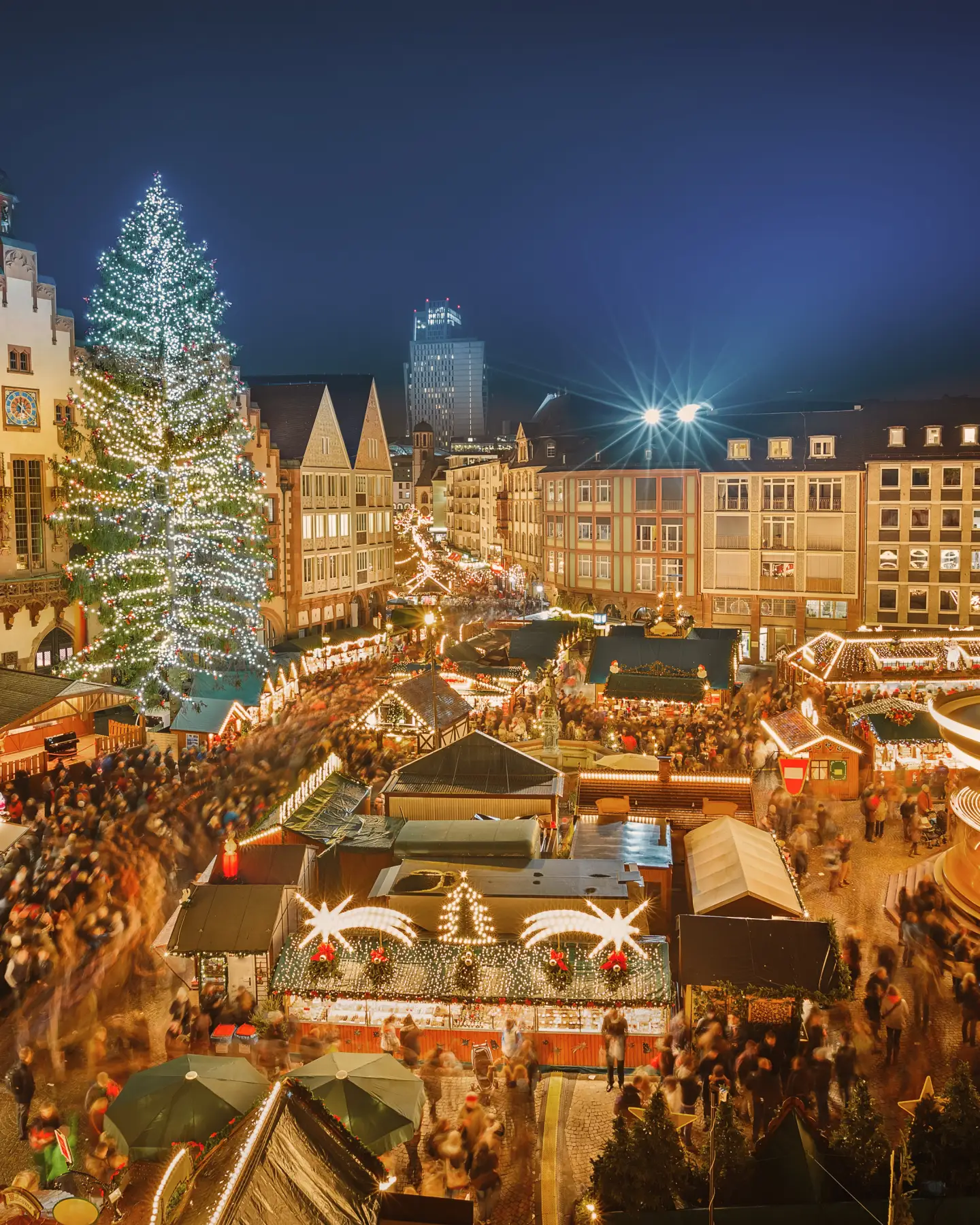 Traditional Christmas market at the Römer in the historic city centre of Frankfurt