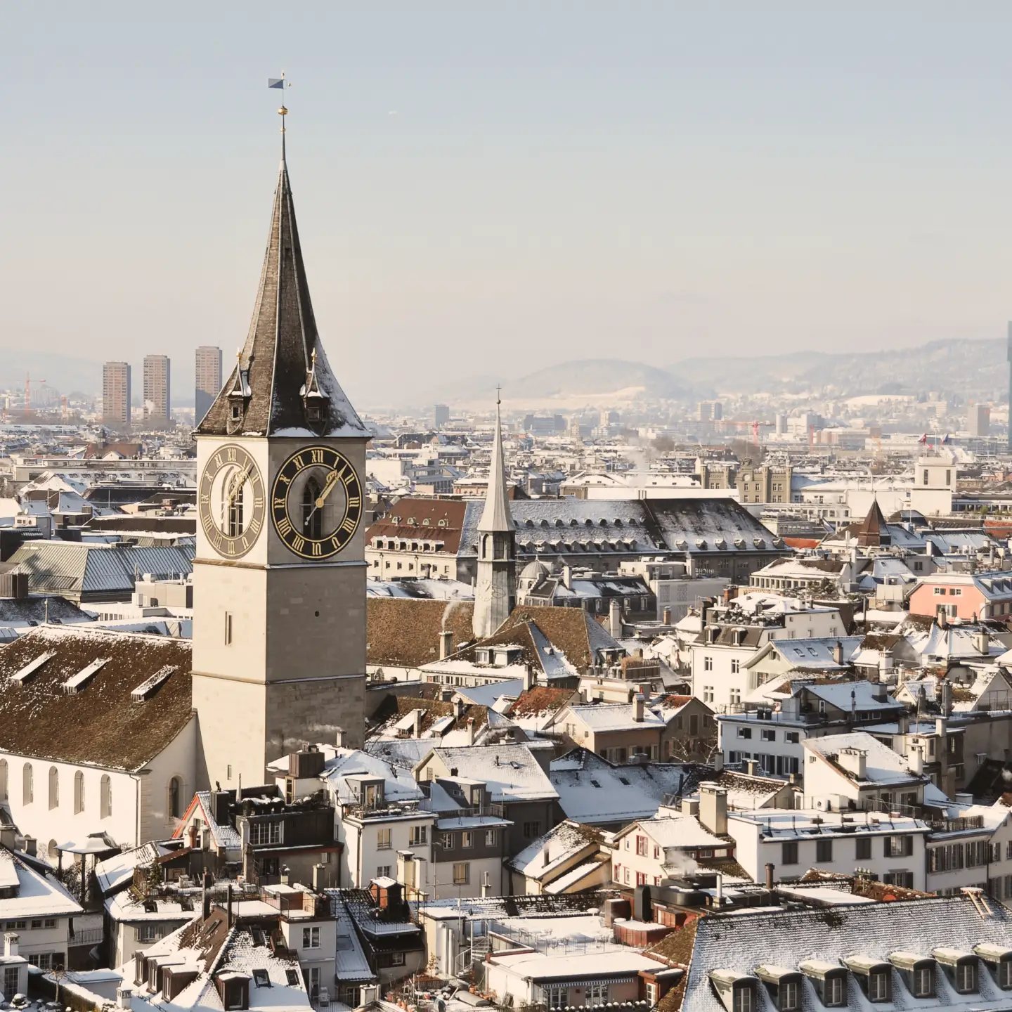 Vista de Zúrich en invierno