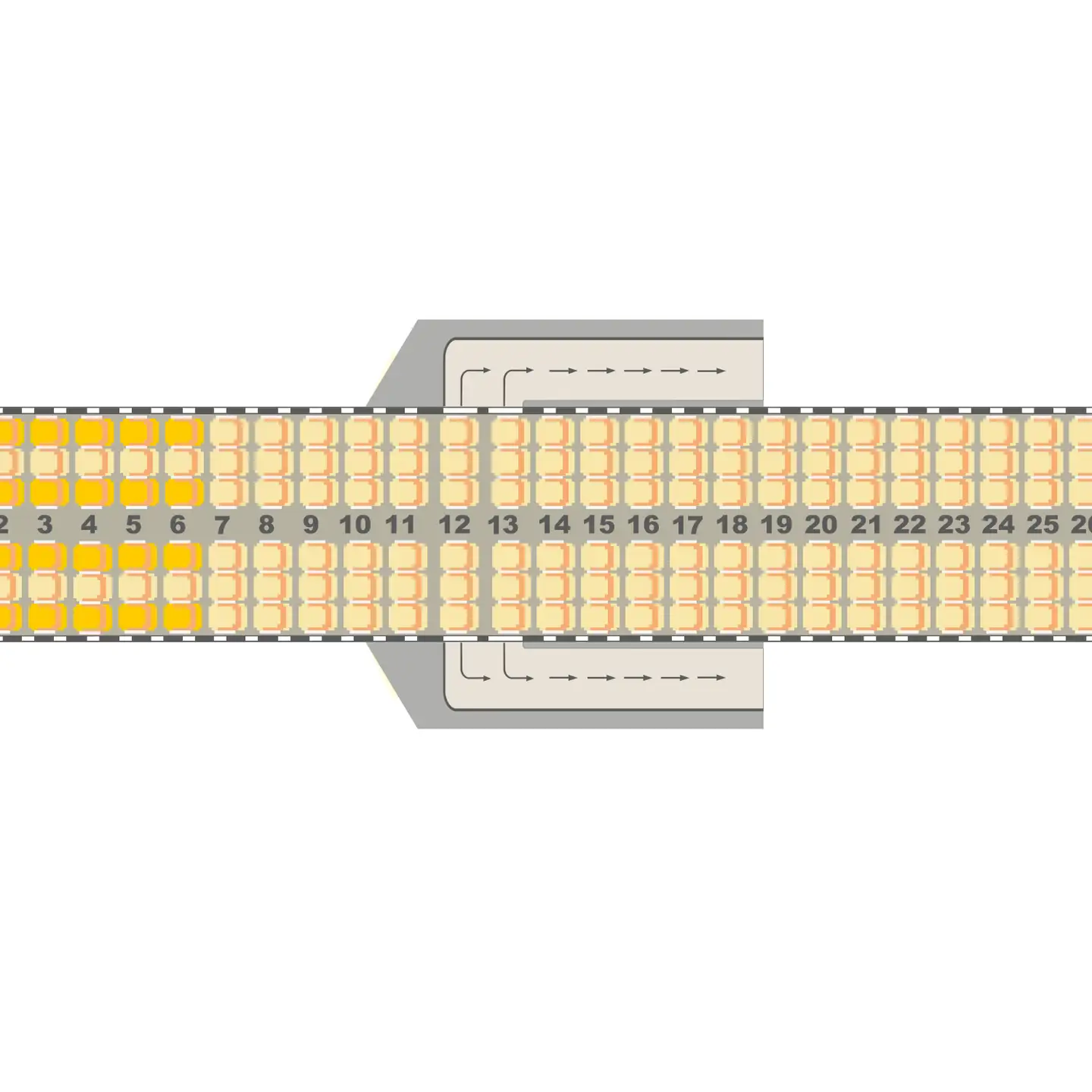 Un gráfico del mapa de asientos del Airbus A320-200.