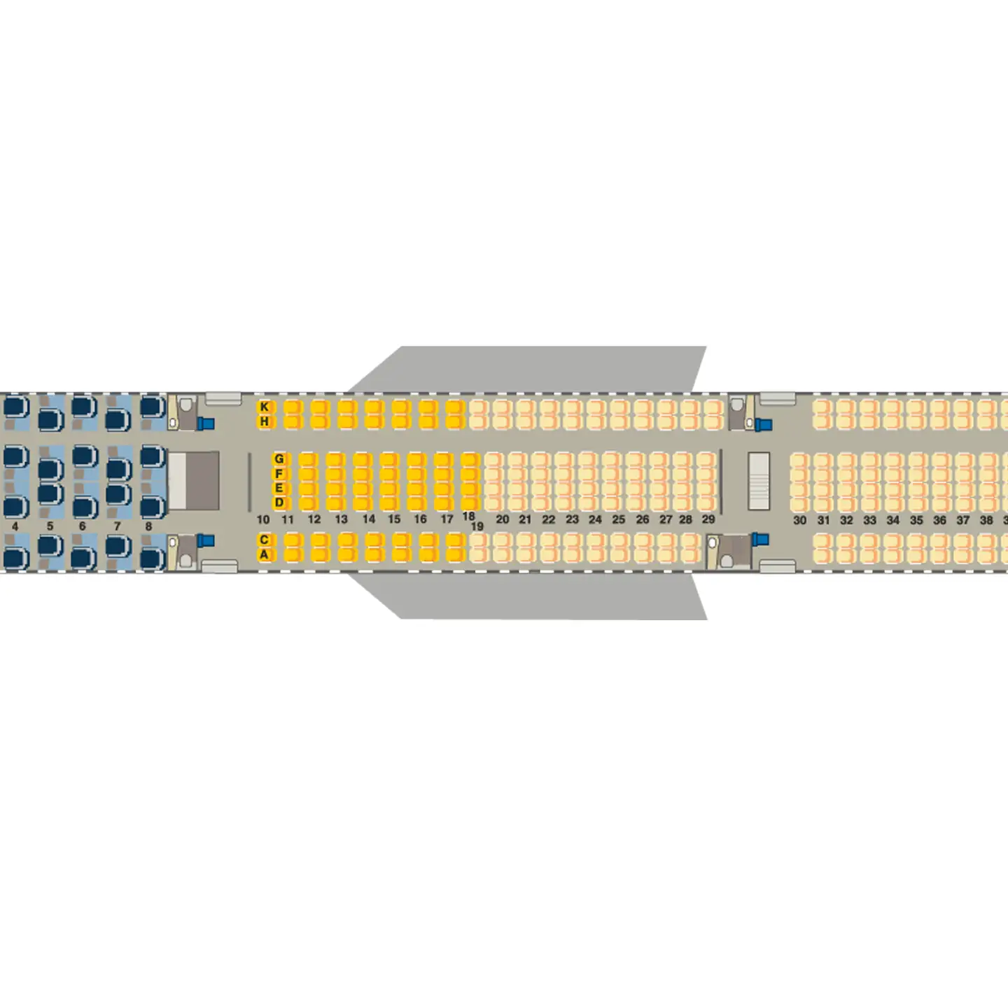 Mapa de asientos del Airbus A330neo.