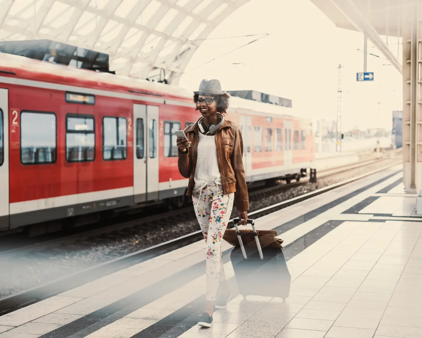 woman walking on a station platform