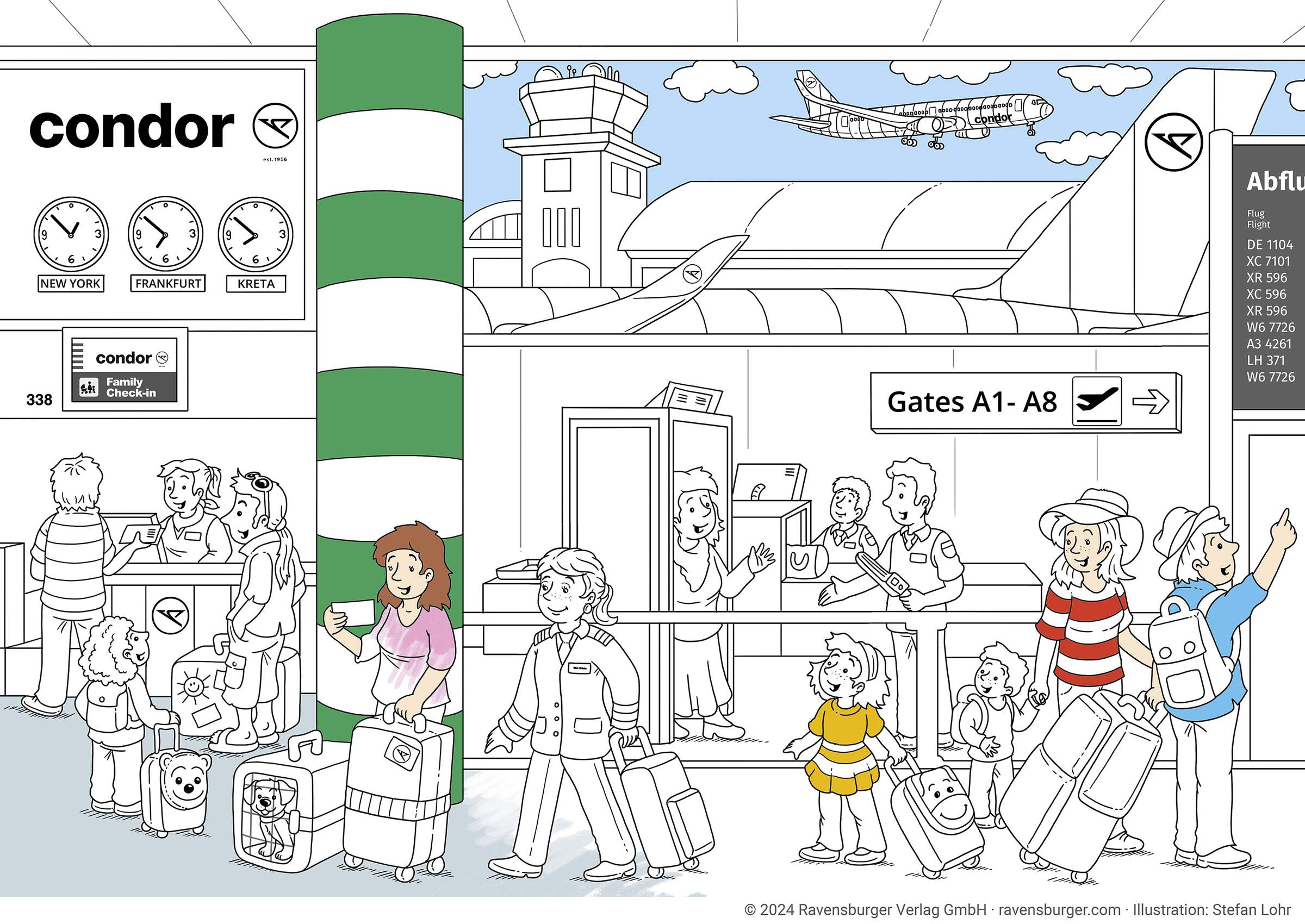 Página infantil del aeropuerto para colorear.