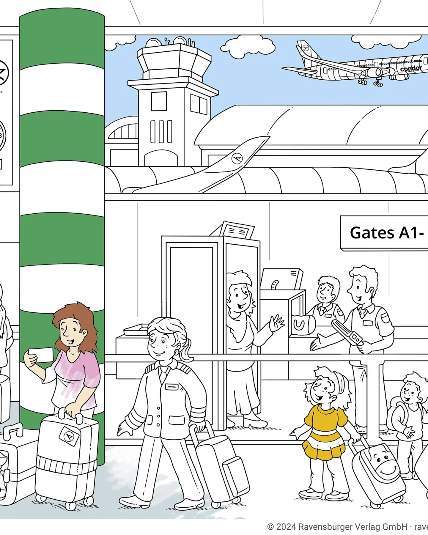 Airport coloring page for children.