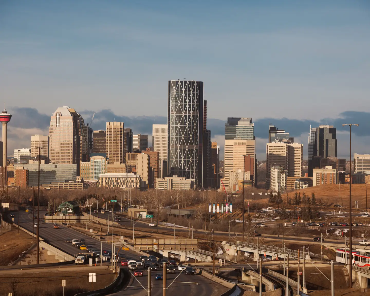The downtown Calgary skyline on a beautiul morning
