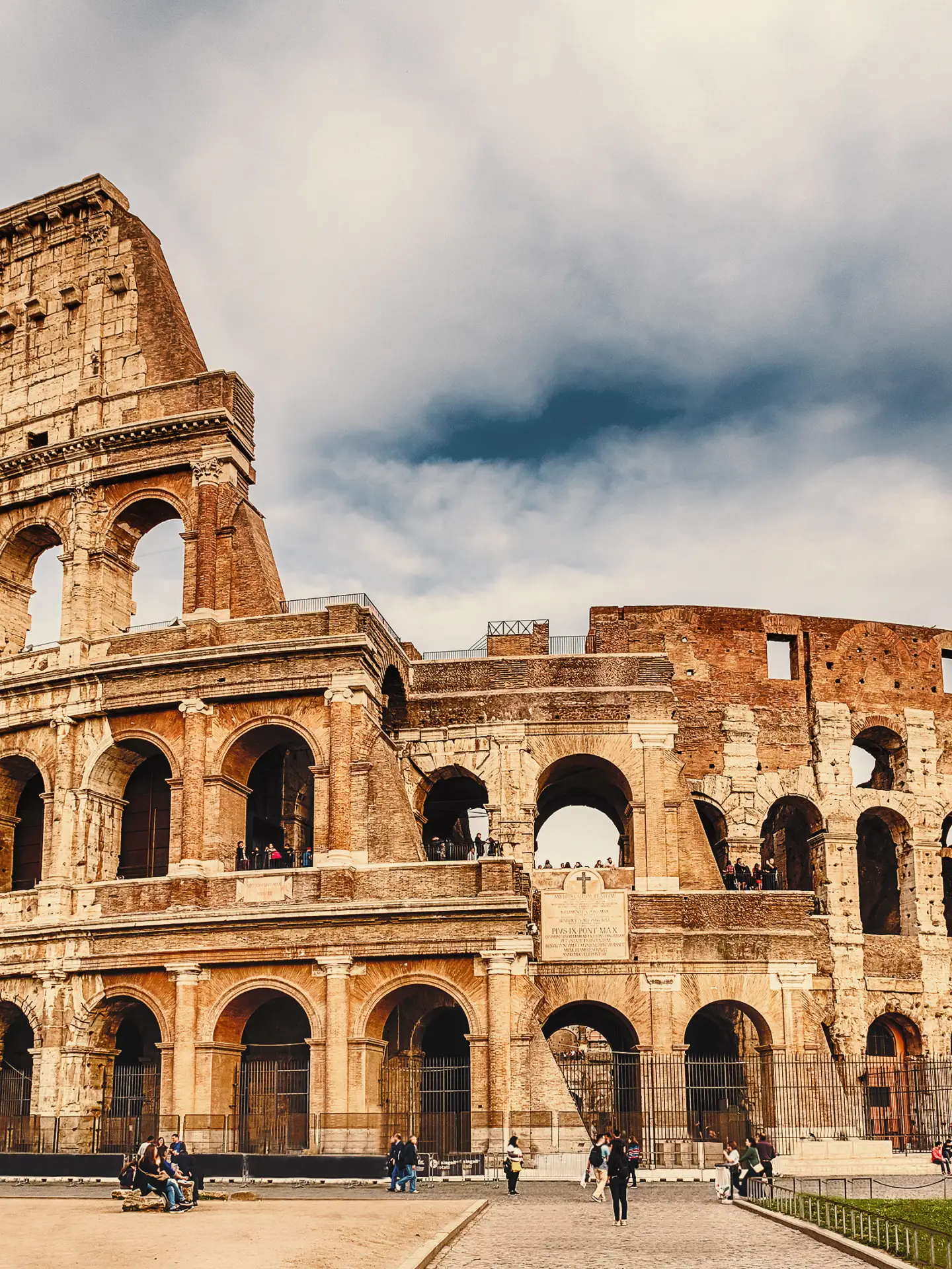 View over the iconic Flavian Amphitheatre, aka Colosseum in Rome, Italy